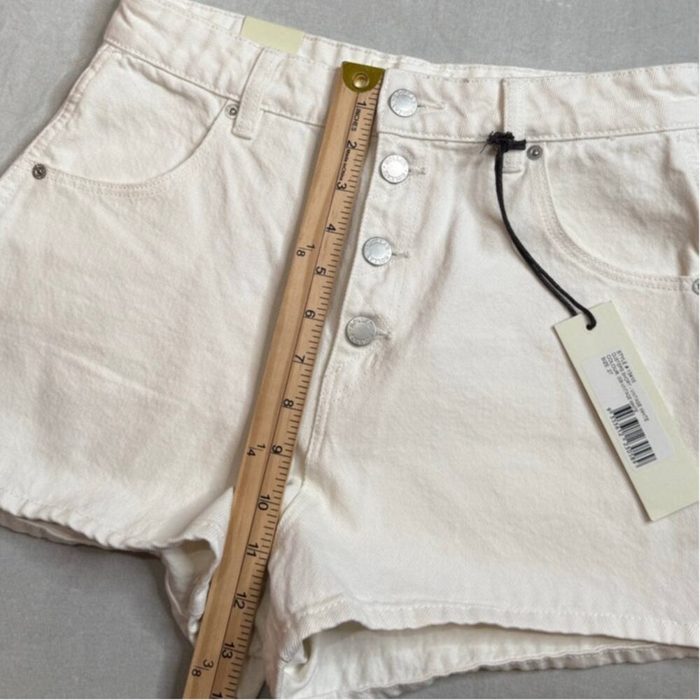 Rolla's Dusters High Rise Slim High Waisted White Denim Button Fly Shorts NWT - Picture 10 of 12